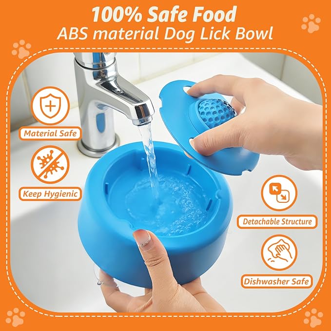 Slow Feeder Dog Bowls for Liquid Treat, Dog Enrichment Rolling Ball Lick Bowl, Non Slip Dogs Licking Bowl for Small Large Medium Breeds for Yogurt Bone Broth Food Dietary Supplement/Post-op Nutrition