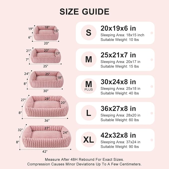 FURTIME Medium Dog Beds for Medium Dogs Washable, Orthopedic Dog Bed, Rectangle Warming Soft Calming Sleeping Puppy Bed Durable Pet Bed with Anti-Slip Bottom