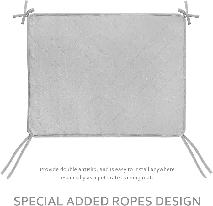 Waterproof Dog Crate Mat with Rope 2 Pack (30’’X19’’) | Washable Pee Pads for Dogs, Non-Slip Training Pads for Dogs, Fits 30 Inch Dog Crate