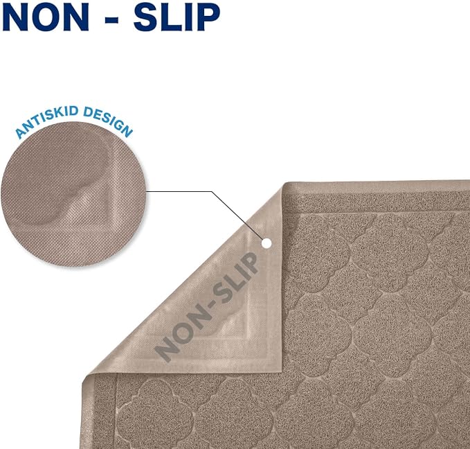 Cat Litter Box Mat, Kitty Premium PVC Pad, Durable Trapping Rug, Phthalate Free, Urine-Resistant, Scatter Control, XXL 47 x 36 Inch, Champagne