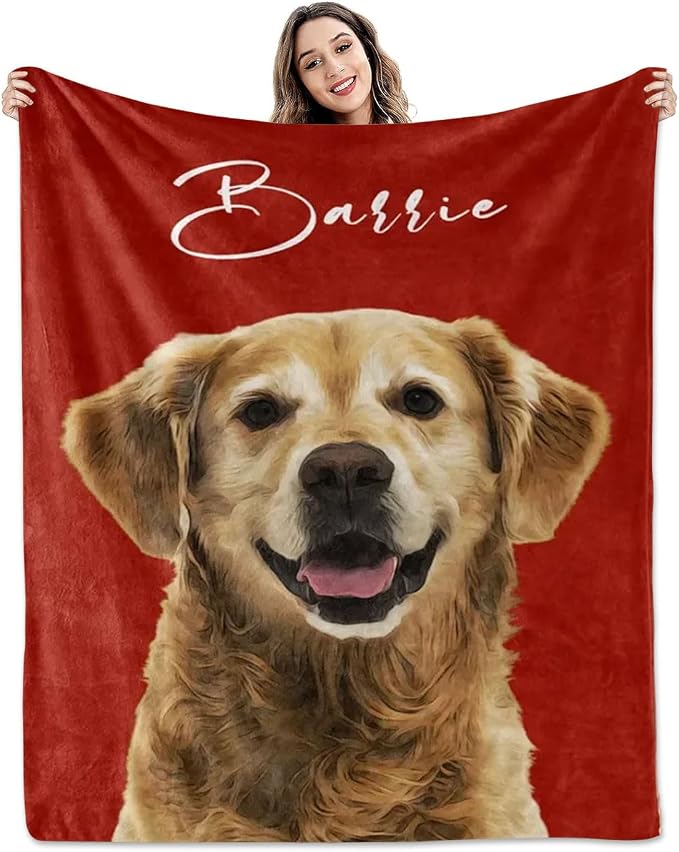 Pamaheart Custom Dog Face Blankets, Personalized Pet Photo Blanket, Fleece Dog Blankets, Customized Photo Throws, Dogs Dad Gifts, Pet Lover Gifts, Memorial Gift /18