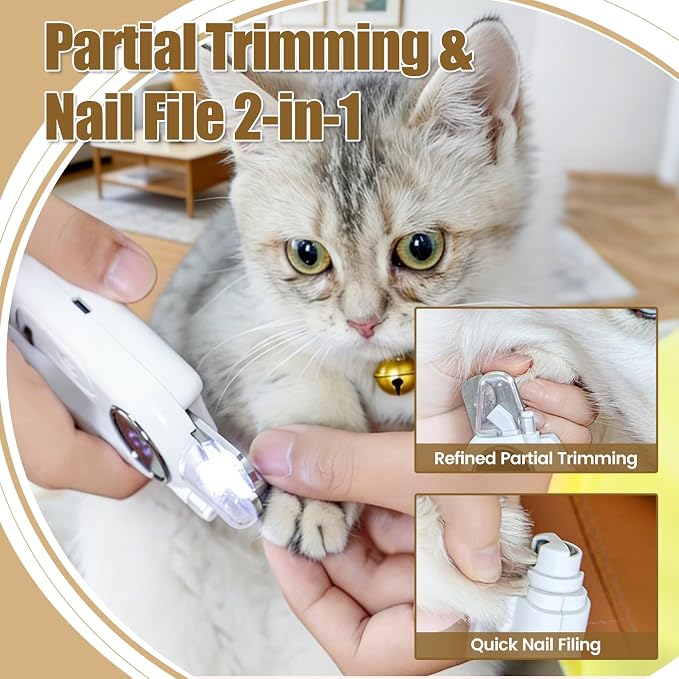 Rosvola Pet Nail Clipper Grinder, 2 in 1 Dog Nail Clippers & Dog Nail Grinder, Rechargeable Quiet Dogs Cats Claw Trimmer with LED Light for Small Medium Large Dogs