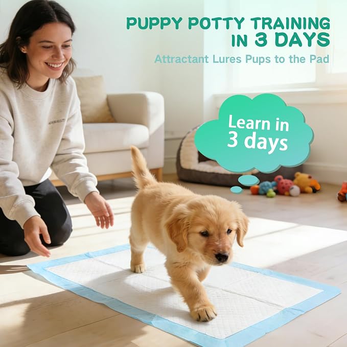 23inx35in Diaper Pee Pads for Dogs, Extra Large Disposable Training Pads 40 pc Plus 100pcs Gloves,Quick-Odor Control Training Pee Pads with 6-Layer Super Absorbency Leak-Proof Design