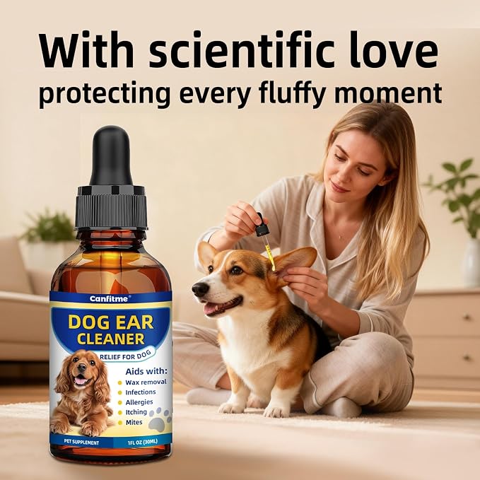 Dog Ear Cleaner, Dog Ear Drops for Infection Treatment, Natural Herbal Ear Cleaning Solution for Itching, Irritation & Wax Build-Up, Gentle Cleaning - 1 Oz Bottle with Dropper | For itching,irritation,wax build-up & infections.Gentle for sensitive ear ...