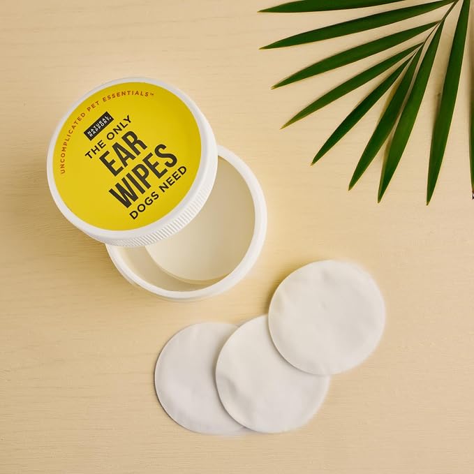Dog Ear Cleaner Wipes, Gentle Wax & Debris Wash, 100 Ct | Gentle patented wipes & drops, safe for puppies - Cleans wax, dirt & odor - For all dogs and cats