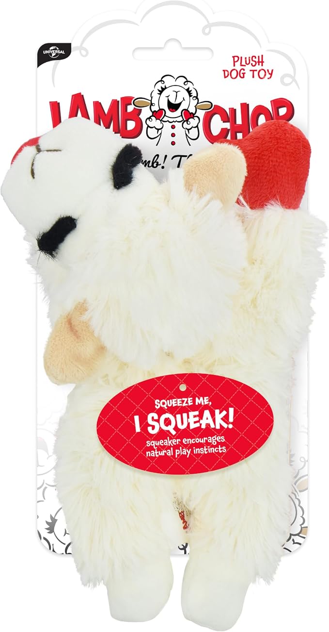 Multipet Lamb Chop Dog Plush Toy - Squeaky Toy for All Dogs - Extra Soft Plush - Stuffed Animal Dog Toy for Cuddling & Playing - Cute Pet Toy (6", Cream)