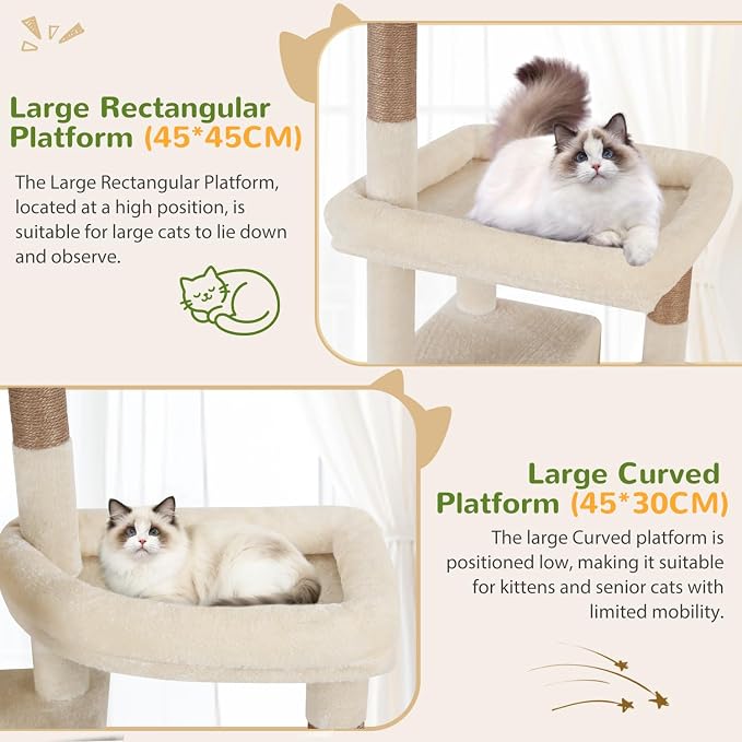 Globlazer 74in Large Sturdy Cat Tree for Large Cats, F74F, Dark Grey | Tall Maine Coon Cat Tower for Indoor Cats Large Adult with 8 Scratching Posts, 2 Spacious Cat Condos, 3 Perches