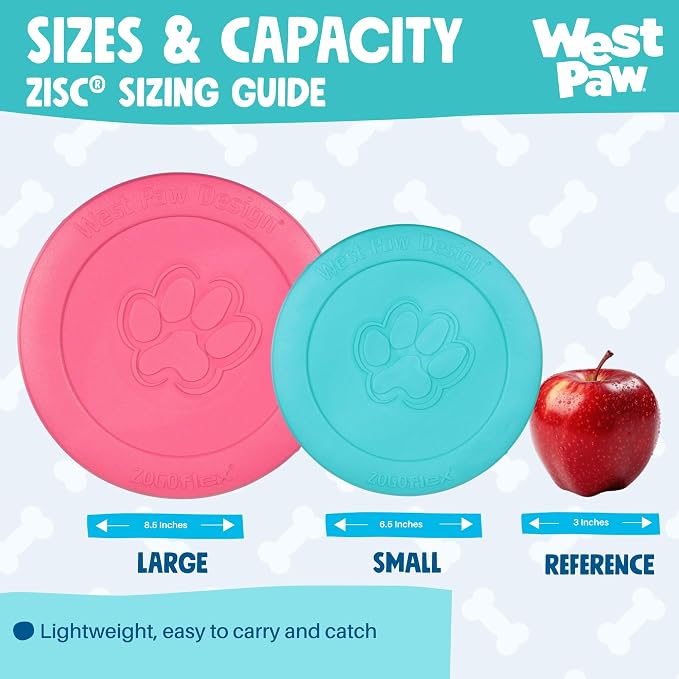 WEST PAW Zogoflex Zisc Dog Flying Disc, High Flying Aerodynamic Disc for Dogs Puppy – Lightweight, Floatable Disc for Fetch, Tug of War, Catch, Play – Doubles as Food/Water Bowl, Small 6.5", Teal