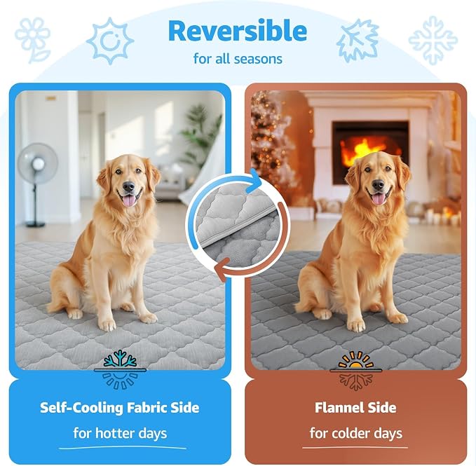 LOOBANI Dog Cooling Mat for Large Dogs 56"x36"- Cooling Pad for Dog, Cool Blanket for Dogs Machine Washable, Pet Cool Mat for Indoor, Outdoor, Couches, Crates, Car Seats for Trips (Grey, 56"x36")