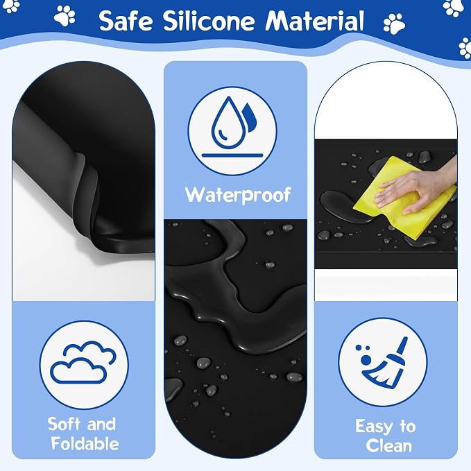 VavoPaw Pee Pad Holder for Dog, 24" × 24" Puppy Pad Holder with Clamps, Raised Edges Leak-Proof Dog Pee Pads Holders, Waterproof Silicone Potty Pads for Dogs, Easy to Clean Indoor, Black