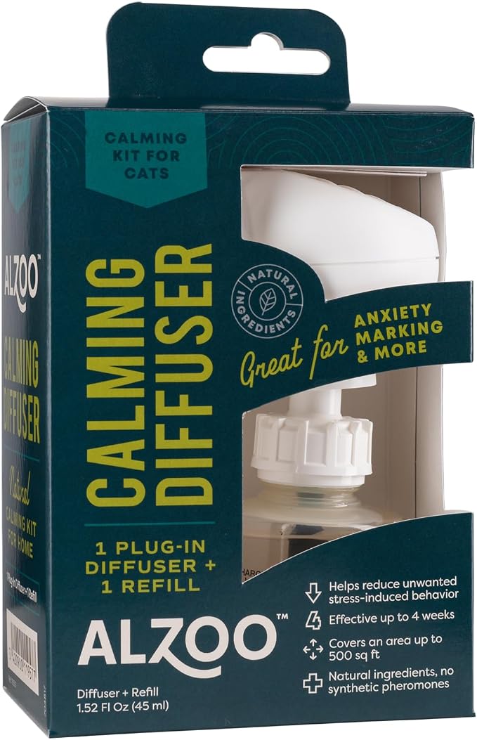 Calming Diffuser for Cats, Kit Includes 1 Plug-in Diffuser & 1 Refill, Helps Reduce Unwanted Stress-Induced Behavior, 100% Plant-Based Active Ingredients, Covers Up to 500 Sq. Ft, 1.52 Fl. Oz.