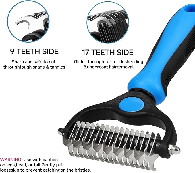 NVNAN 5-in-1 Pet Grooming Kit with Deshedding Rake | Includes nail clipper, grooming gloves, massage brush, and tools for brushing, bathing, and removing loose pet hair