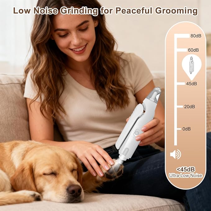 2-in-1 Dog Nail Clippers and Cat Nail Clippers with Light, Quick Sensor and Safety Guard, USB Rechargeable Pet Nail Trimmer with 2 LED Lights for Large Medium Small Dogs and Cats (White)
