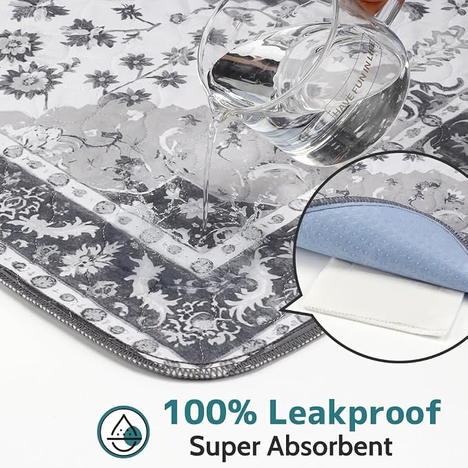 Washable Pee Pads for Dogs, 2 Pack Reusable Puppy Training Pads 24"x18" Super Absorbent Waterproof Dog Training Pads, Non-Slip Potty Pads, Whelping Pads Litter Mat Light Grey Medallion