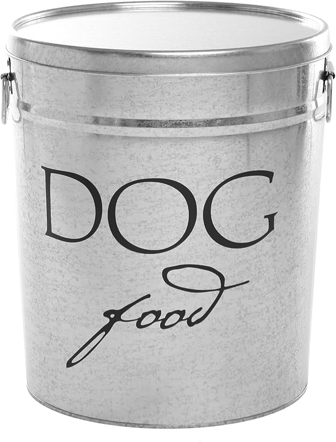 Harry Barker Classic Silver Dog Food Storage Canister – Medium, Airtight Stainless Steel Pet Food Container, Holds Up to 22 lbs Dry Dog Food, Kitchen Counter & Pantry Storage - Silver