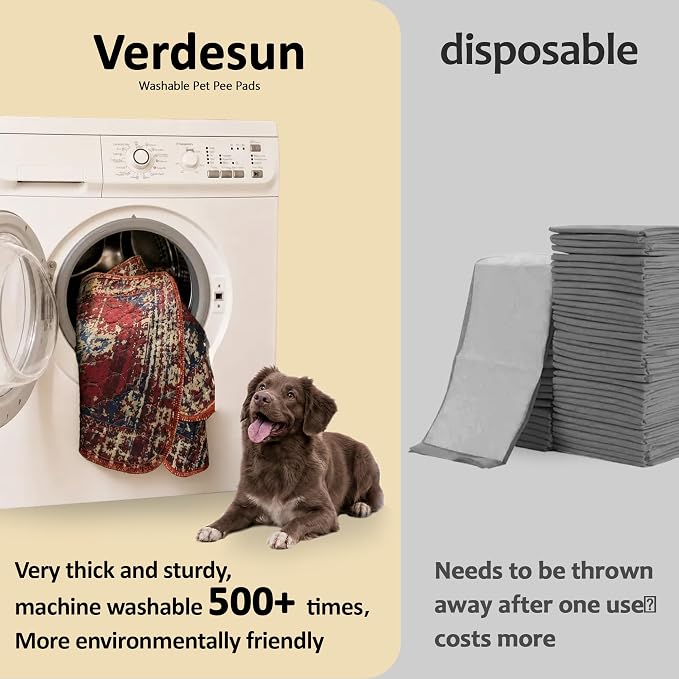 Washable Pee Pads for Dogs, Reusable Puppy Potty Training Pads, Ultra-Absorbent Thick Waterproof Leak-Proof Non-Slip Pads & Mat for Crate, Playpen, Floor, Whelping & Housebreaking , 2 Pack 36"x72"