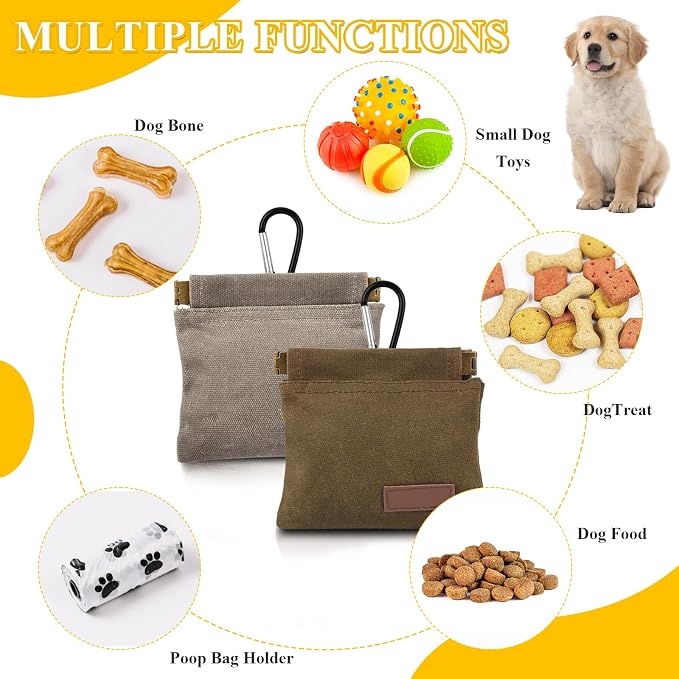 2Pcs Hands Free Dog Treat Pouches for Training, Walking and Outdoor Use | Dog Treat Bag with Carabiner, Hands Free, Auto Closing Pet Treat Pouch for Training,Walking, Hiking