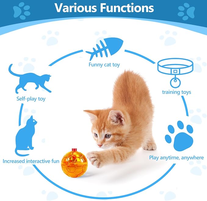 Jecery 9 Pcs Ghost Hunting Light Up Cat Balls LED Motion Activated Cat Toy Interactive Lighted Ball Pet Glowing Mini Running Exercise Toys for Kitten Dog Pet Animals Activity(Multicolor)