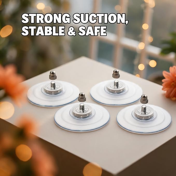 Cat Window Perch Suction Cup Replacement Accessories Clear Strong Suction Cup with Stainless Steel Screw Nuts, Set of 4 (Clear Silver)