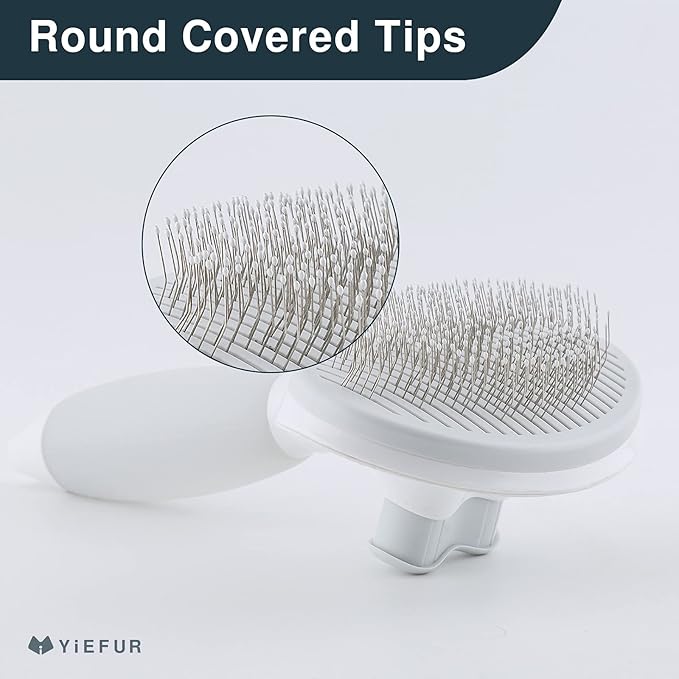 Cat Brush for Shedding, Self Cleaning Brush for Long & Short Hair Cats | Removes Loose Hair,Gentle Massage,For Indoor Cats,Reduces Shedding,Soft Rounded Tips,Ergonomic Silicone Handle,Easy Grooming