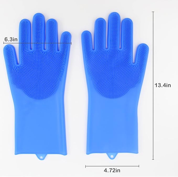 Silicone Pet Grooming Gloves Dog Washing Gloves for Bathing Massaging | 3,000 Soft Bristles, Non-slip & Extended Sleeves, Heat Resistant & Dishwasher Safe, For Cats and Dogs, Home/Car Cleaning