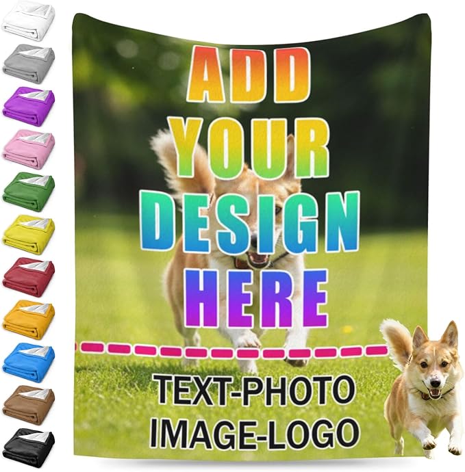 Nxwdwqa Personalized Dog Blanket Throws with Photos, Custom Pet Blanket, Dog Gifts for Pet Lovers, Customized Puppy Blanket for Adult Kid Birthday Christmas Fathers Mothers Valentines Gift