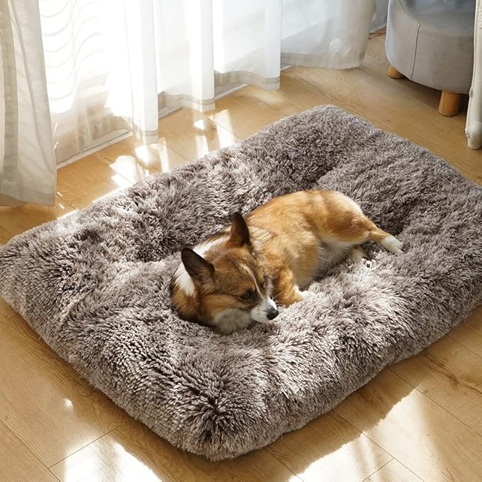 Dog Bed Crate Pad Plush Soft Dog Crate Bed for Small Medium Large Dogs and Cats Washable Anti-Slip Kennel Crate Mats for Sleeping and Anti AnxietyS
