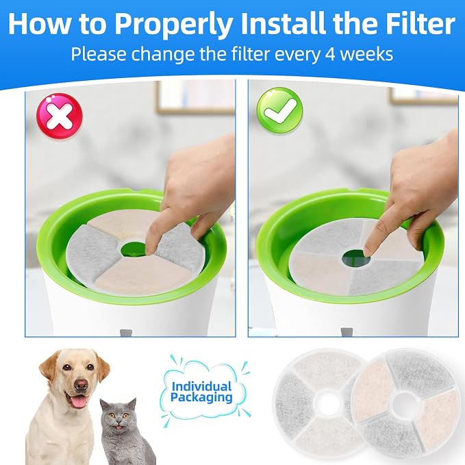 12 Pack Cat Fountain Filters Compatible with Catit 3L Flower Fountain, Frame-Free Eco Filter, 2X Filtration Media, Extra Resin for Cleaner & Softer Water, Replacement Filters with 2 Cleaning Brushes