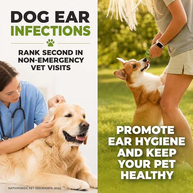 Dog Ear Cleaner – Pet Ear Wash to Support Itchy, Infection Prone Ears, Yeast and Wax. Advanced & Gentle Otic Cleaning Solution. Ear Drops for Dogs and Cats - 8 oz