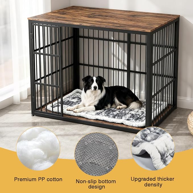 42" x 27"Washable Dog Bed Mat, Upgraded Non-Slip Durable Dog Bed, Soft and Comfortable, Machine Washable Luxury Kennel Pad, Design Kennel Beds Mats for Large Medium Small Pets