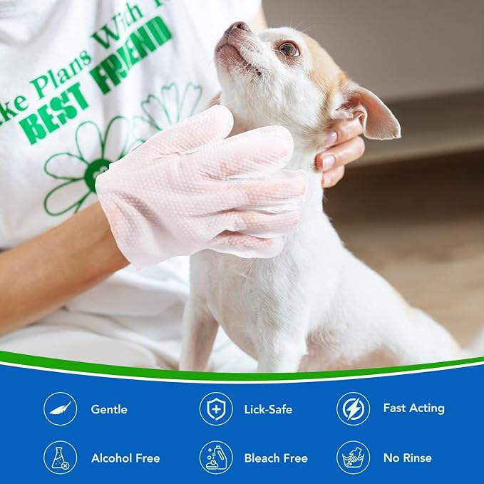 24 Pcs Pet Glove Wipes for Dogs, Pet Cleaning Gloves | Dog Wipes Cleaning Deodorizing,Unscented Thick Pet Wipes for Nourish Fur Daily Care and Travel