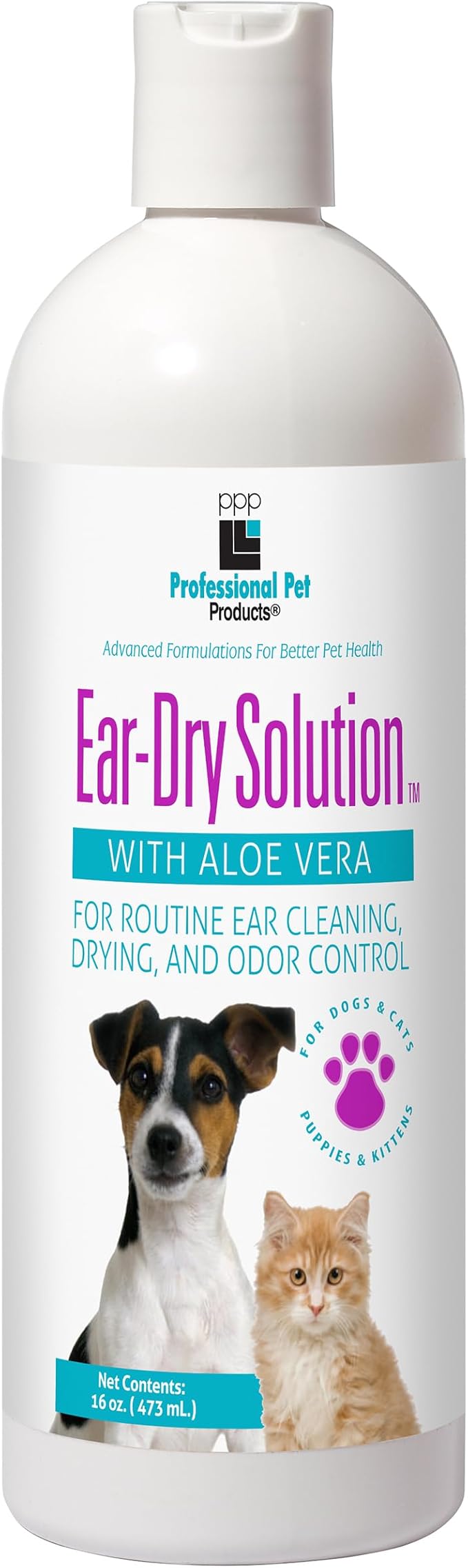 Professional PET Products Ear-Dry Solution with Aloe Vera Dog and CAT Ear Cleaner, 16-FL OZ