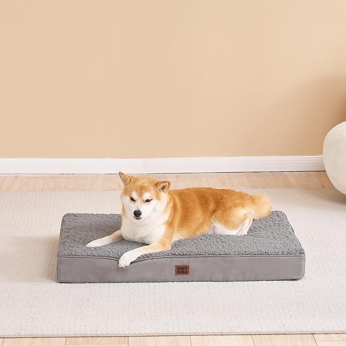 EHEYCIGA Orthopedic Dog Bed Medium with Removable Washable Cover,30x20 | Egg Crate Foam Support, Durable Oxford fabric, Non-Slip Bottom, Machine Washable, Soft Waterproof Plush Pet Bed Mat For Crate