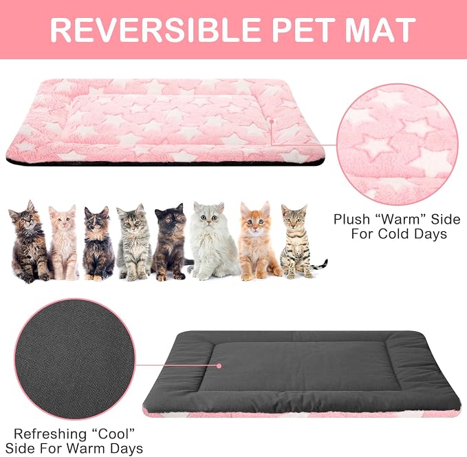 4 Pcs Dog Crate Pads Soft Warm,18 x 14 x 1.6 Inch,Star,Colorful | Ultra Soft Warm Washable Anti-slip Kennel Bed Mat for Pets,Reversible Replaceable,for Small Medium Large Dogs and Cats
