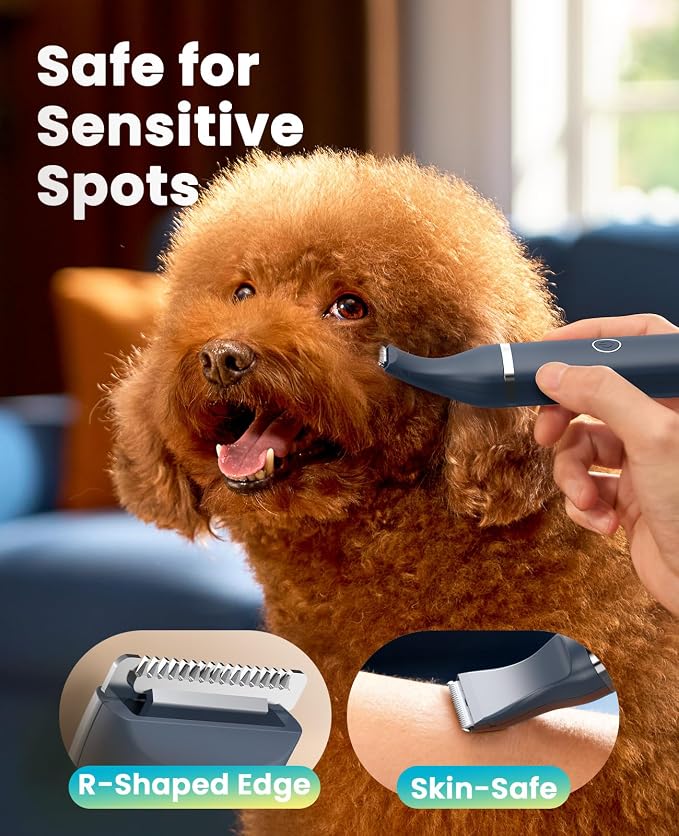 oneisall Dog Paw Trimmer, Small Dog Clippers with Double Blades (Teal) | Low Noise, Gentle Skin-friendly Design, Cordless Precision Pet Hair trimmer for Grooming, for Paws, Eyes, Ears, Face, Rump