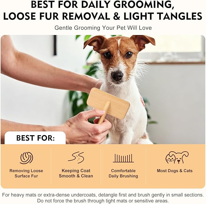 Slicker Brush for Dogs & Cats, Dog & Cat Brush for Shedding & Grooming | Deshedding Tool, Loose Fur Removal, Undercoat Removal, Gentle Coated Tips, Air-Cushion Pad, Long & Short Hair Pet, Detangling