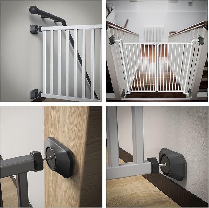 ICERO - Baby Gate Wall Protector - Protect Walls & Doorways from Pet & Dog Gates - for Child Pressure Mounted Stair Safety Gate- 4 Pack, Black