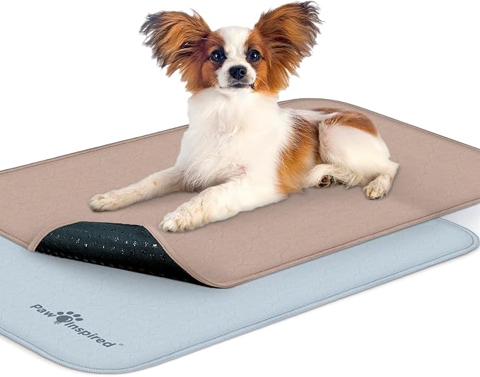 Paw Inspired Washable Crate Liners for Dogs, 29x18 Inch, Pack of 2 | Fits 30 Inch Kennels, Leakproof, Non-Slip Pee Pads, Reusable Puppy Pads for Potty Training, Whelping, Waterproof Pet Mat