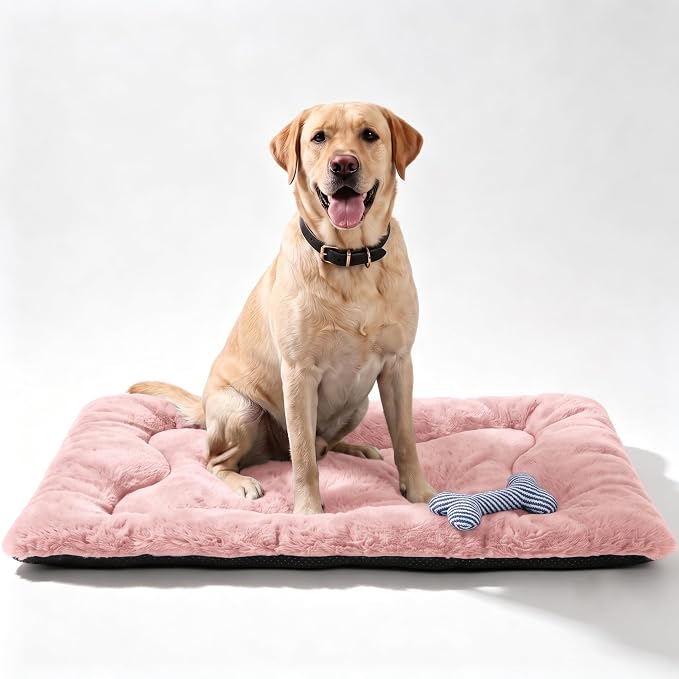 Dog Bed 42" for Metal Crate Pad,Washable Sleeping Mat for Medium/Large Pets | Soft faux rabbit fur, non-slip,machine wash/dry, plush cushioning, for crates, floors & travel, multiple sizes for all breeds