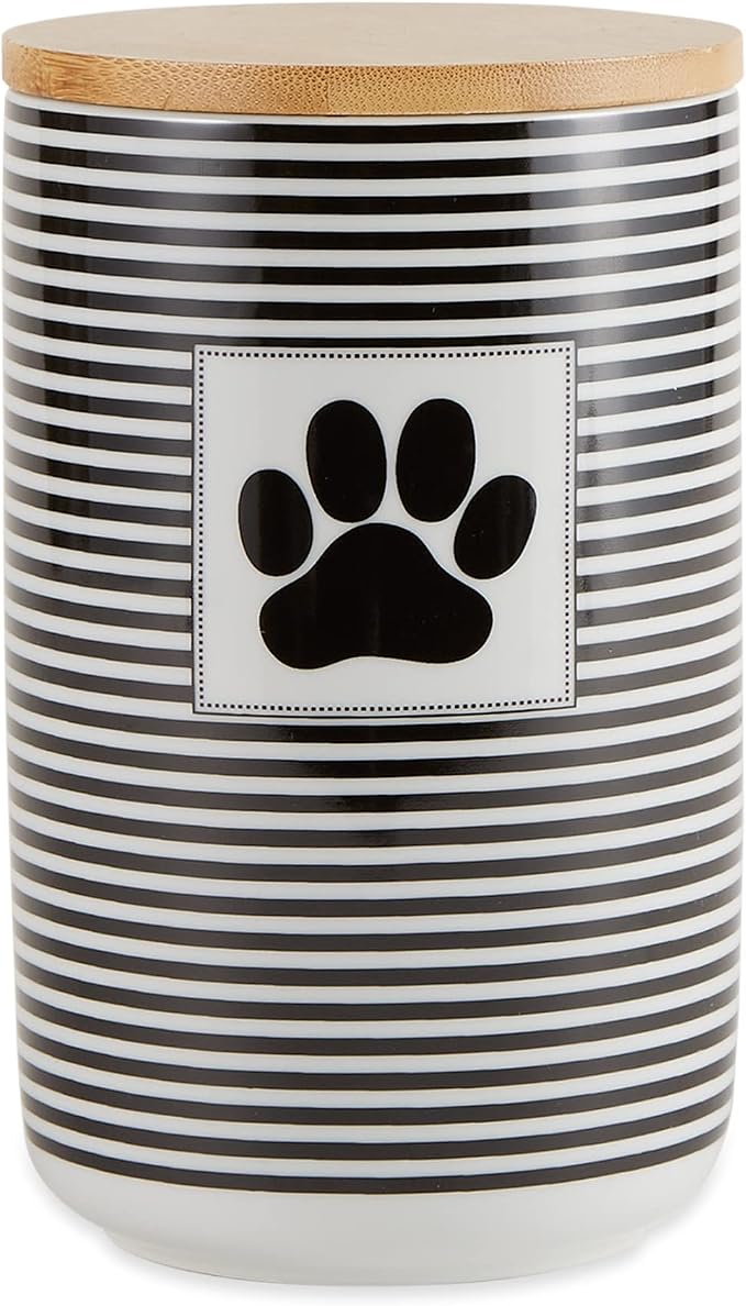 Bone Dry Paw & Patch Ceramic Pet Collection, Treat Canister, 4x6.5, Black,Treat Canister, 4x6.5,5742