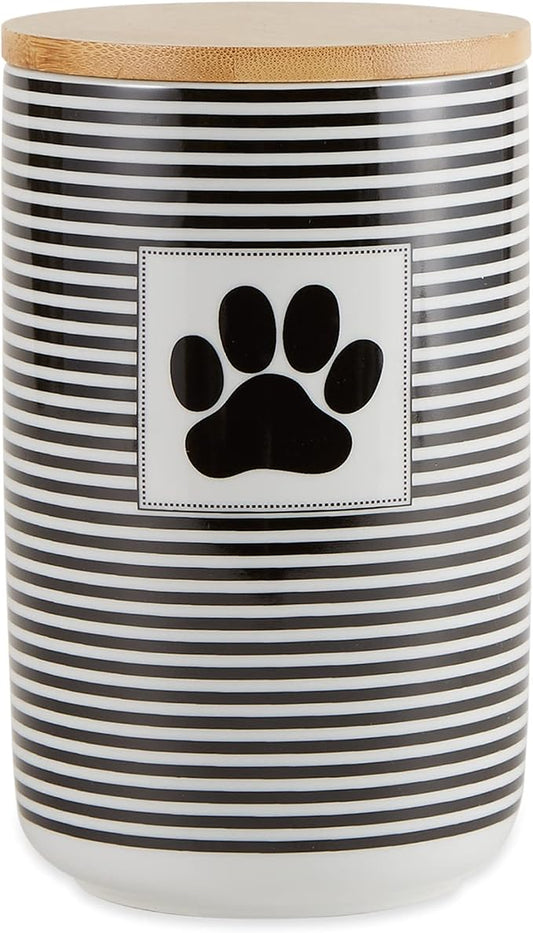 Bone Dry Paw & Patch Ceramic Pet Collection, Treat Canister, 4x6.5, Black,Treat Canister, 4x6.5,5742