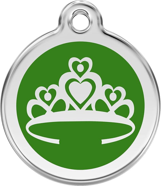 Red Dingo Personalized Crown Pet ID Dog Tag (Large Green)