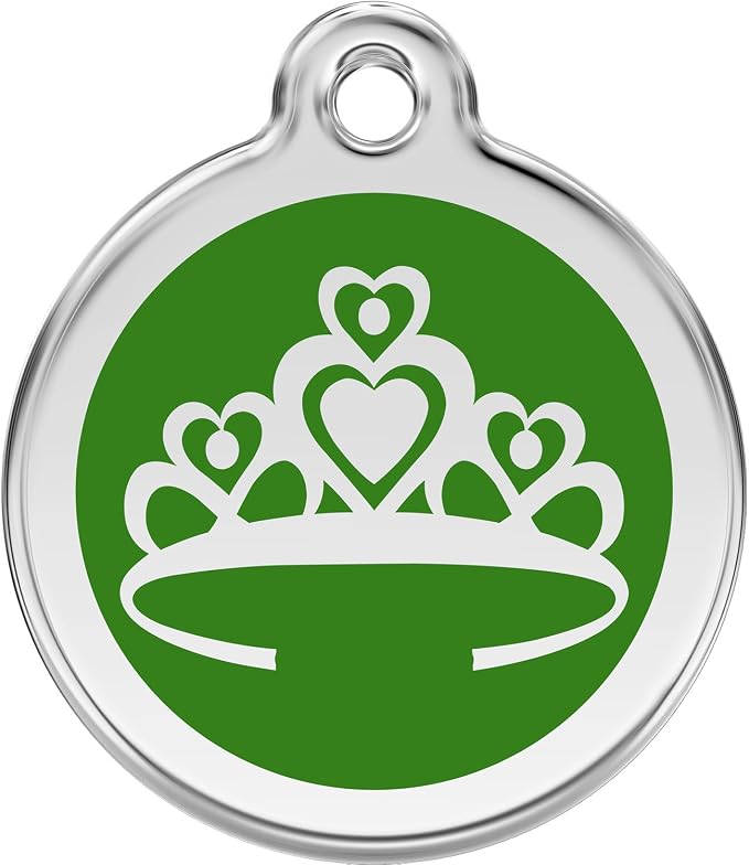 Red Dingo Personalized Crown Pet ID Dog Tag (Medium Green)