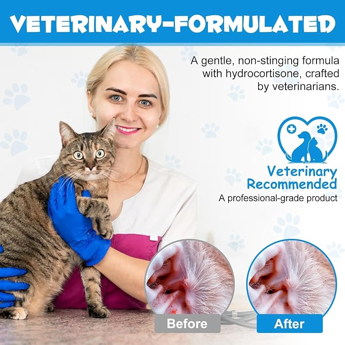 Ear Mite Treatment for Dog & Cat, Fast-Acting Itch Relief & Cleaner, 0.75oz | Vet-Recommended Formula with Soothing Aloe Vera, Cleaner on Contact & Soothes Itching, Gentle Ear Cleaning Solution