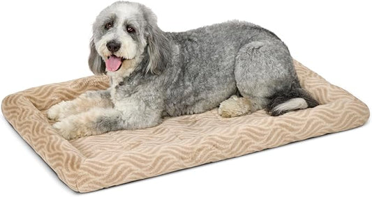 MidWest Homes for Pets QuiteTime Deluxe Wave Bolster Bed for Extra Large Dogs; Easily Machine Wash and Dry; Tan; 48"; 40248-WVTN
