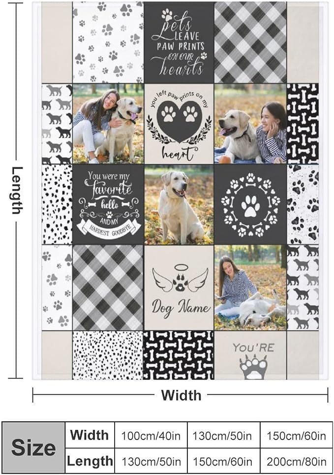 Personalized Pet Memorial Throw Blanket - Dog Memorial Cat Memorial Blankets With Picture Upload - Memorial Gifts For Dogs Cats Pets Lovers - Customized In Loving Memory Remembrance Blankets
