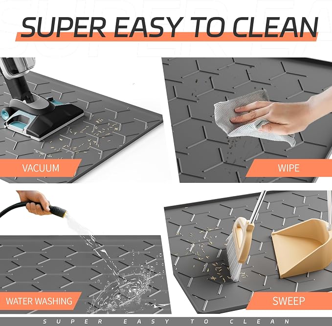 Bulkniu Silicone Cat Litter Mat, 28"X40", Raised Edge Waterproof, Dark Grey | Litter Trapping & Recycling, Easy to Clean, Non-Slip, Durable Safe & Odorless, Paw Friendly