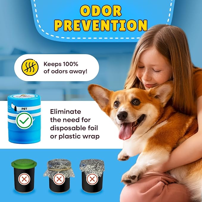 The Original Canned Dog Food Storage Container Patent Pending Reusable Airtight Can Cover Pet Food Sealer - Keeps Dog Food Can Fresh in the Fridge, Eliminates Odor, Easy to Use