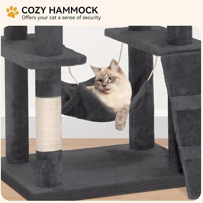 YITAHOME Cat Trees for Large Cats, Sturdy 75 inch Cat Tower | Cat Tower for indoor cats large adult with Scratching Post, Hammock, Cat Condo