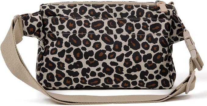 Walk & Train 2-in-1 Dog Walking Bag - Hands-Free Training Crossbody Sling & Fanny Pack with Treat Pouch, Poop Bag Holder, Phone Pockets - Adjustable Waist or Shoulder Strap - Leopard